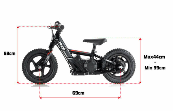 revvi red electric balance bike dimensions